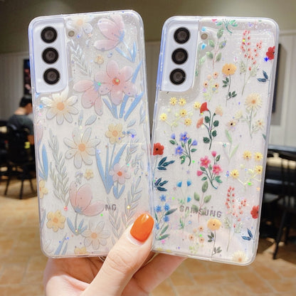 For Samsung Galaxy A02s EU Version Fresh Small Floral Epoxy TPU Phone Case(Pink Flowers 3) by buy2fix