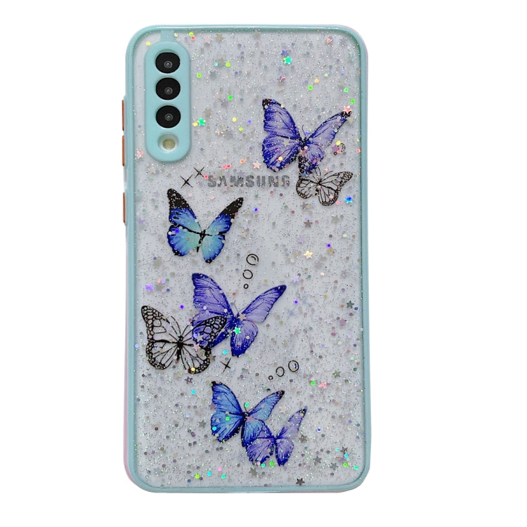 For Samsung Galaxy S22 5G Color Butterfly Glitter Epoxy TPU Phone Case(Green) by buy2fix