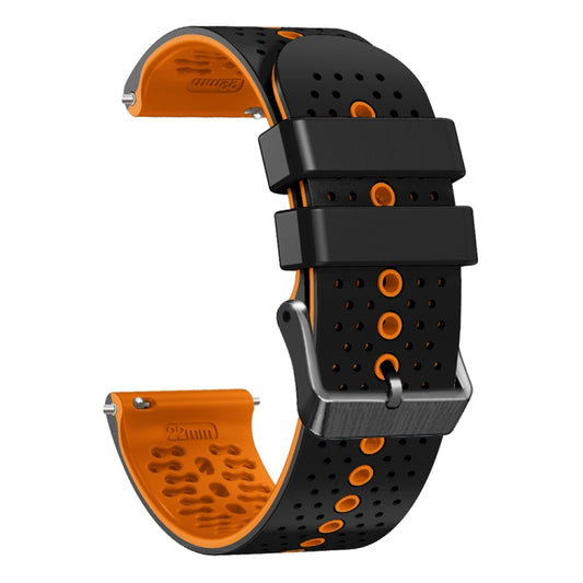 For Garmin Forerunner255 22mm Perforated Two-Color Silicone Watch Band(Black+Orange) by buy2fix
