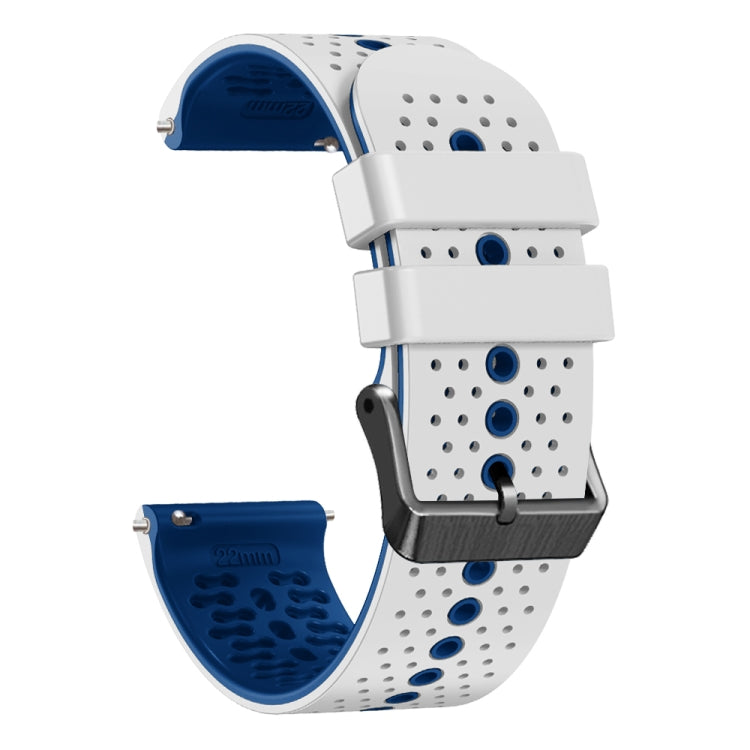 For Xiaomi MI Watch S1 Active 22mm Perforated Two-Color Silicone Watch Band(White+Blue) by buy2fix