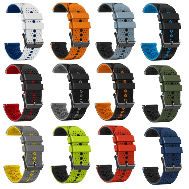 For Xiaomi MI Watch S1 Active 22mm Perforated Two-Color Silicone Watch Band(White+Blue) by buy2fix