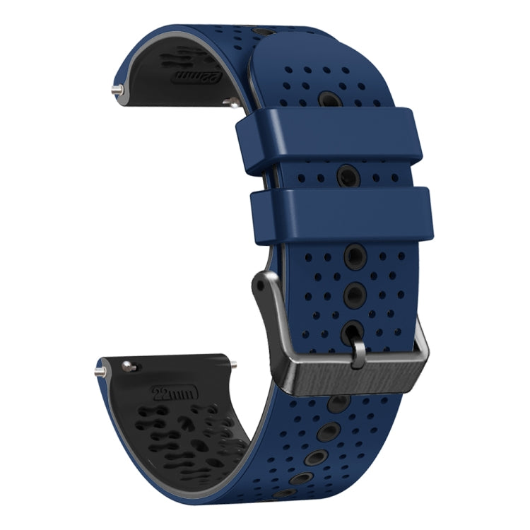 For Huawei Watch GT3 Pro 46mm 22mm Perforated Two-Color Silicone Watch Band(Midnight Blue+Black) by buy2fix