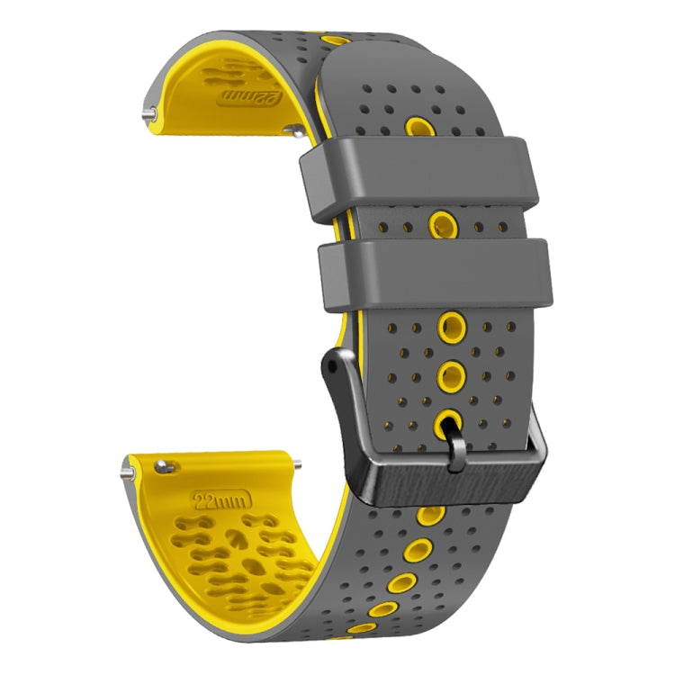 For Honor Magic Watch 2 46mm 22mm Perforated Two-Color Silicone Watch Band(Grey+Yellow) by buy2fix