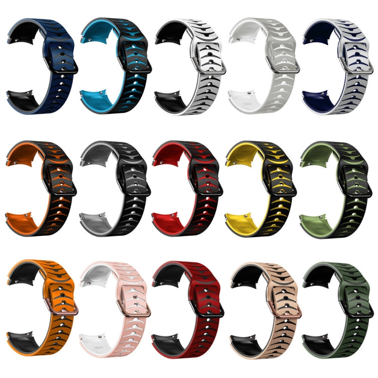 For Samsung Galaxy Watch 5 Pro 45mm Curved Texture Silicone Watch Band(Black+Blue) by buy2fix