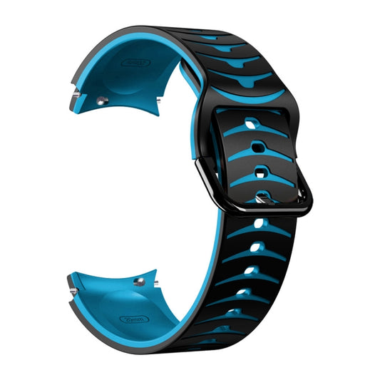 For Samsung Galaxy Watch 4 44mm Curved Texture Silicone Watch Band(Black+Blue) by buy2fix