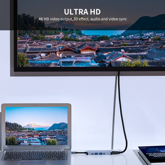 ENKAY Hat-Prince 5 in 1 Type-C Hub 4K HDMI Converter Docking Station 3.5mm Audio Jack Adapter by ENKAY