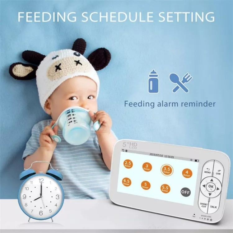 DY55A Built-in Lullabies Video Babyphone 5 inch Screen Digital Wireless Baby Monitor Camera(US Plug) - Security by buy2fix | Online Shopping UK | buy2fix