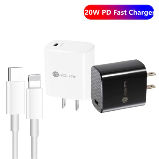 PD11 Single PD3.0 USB-C / Type-C 20W Fast Charger with 1m Type-C to 8 Pin Data Cable, US Plug(White) by buy2fix
