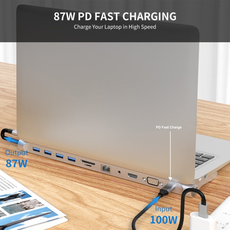 JUNSUNMAY 11 in 1 Multifunctional USB C Hub Docking Station Adapter SD/TF Card Reader - Computer & Networking by JUNSUNMAY | Online Shopping UK | buy2fix