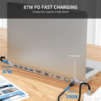 JUNSUNMAY 11 in 1 Multifunctional USB C Hub Docking Station Adapter SD/TF Card Reader - Computer & Networking by JUNSUNMAY | Online Shopping UK | buy2fix