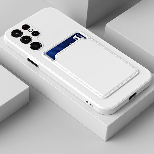 Pour Samsung Galaxy S23 Ultra 5G Skin Feel Card TPU Contraste Couleur Bouton Étui de téléphone (Blanc)
