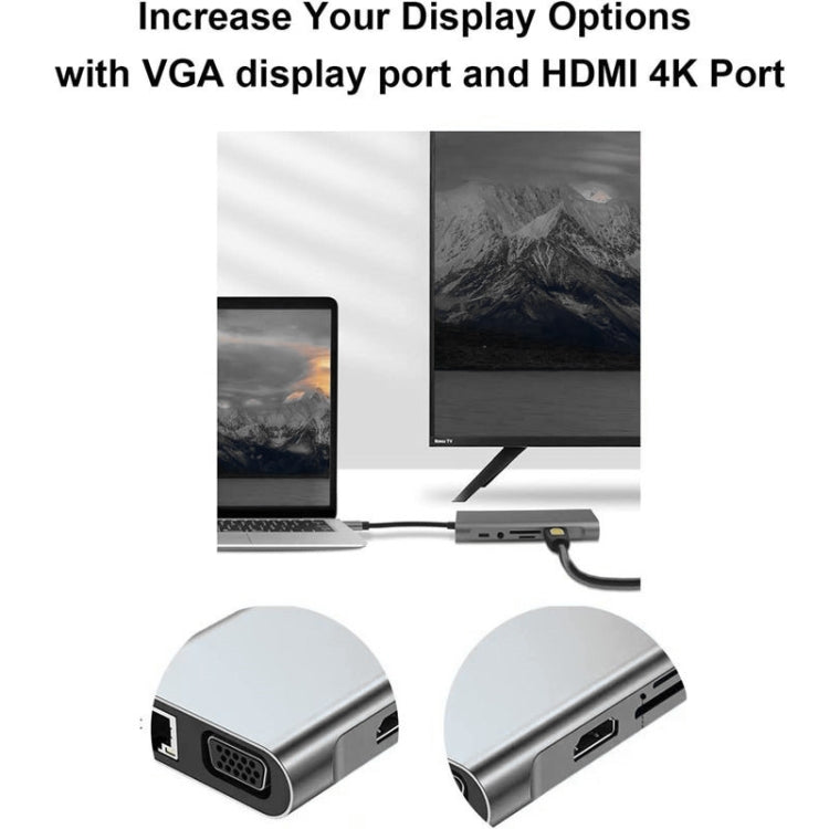 USB C HUB, USB C Adapter 11 in 1 Dongle with 4K HDMI, VGA, Type C PD, USB3.0, RJ45 Ethernet, SD/TF Card Reader, 3.5mm AUX, Docking Station Compatible with MacBook Pro/Air, Other Type C Laptops Devices by buy2fix