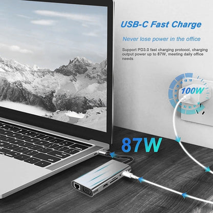 USB C HUB, USB C Adapter 11 in 1 Dongle with 4K HDMI, VGA, Type C PD, USB3.0, RJ45 Ethernet, SD/TF Card Reader, 3.5mm AUX, Docking Station Compatible with MacBook Pro/Air, Other Type C Laptops Devices by buy2fix