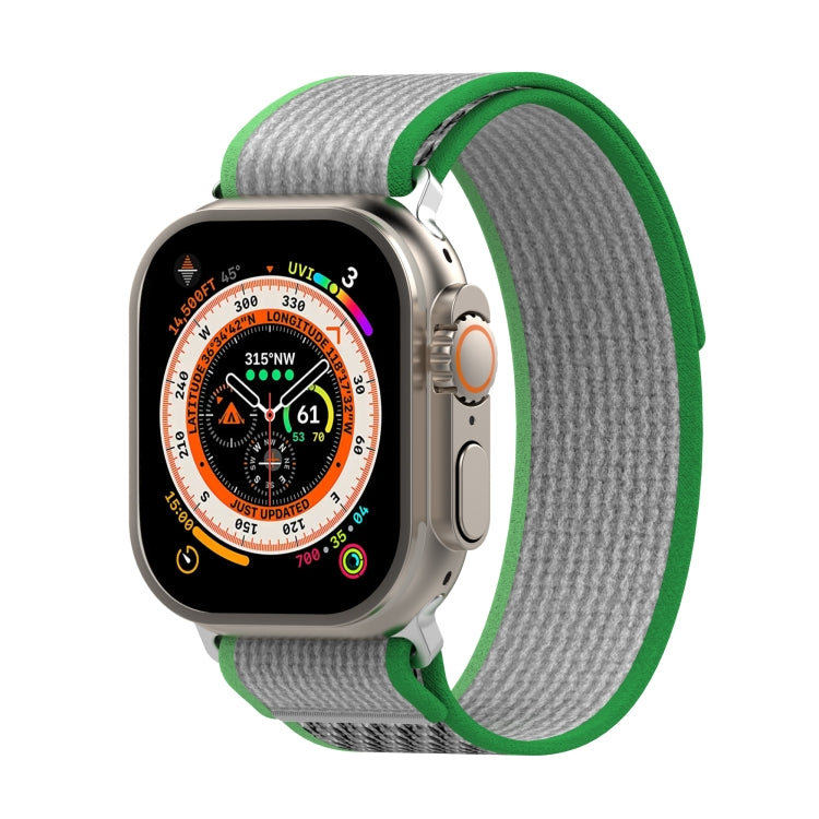 Double Color Nylon Hook and Loop Fastener Watch Band For Apple Watch Ultra 49mm(Green+Dark Green) by buy2fix