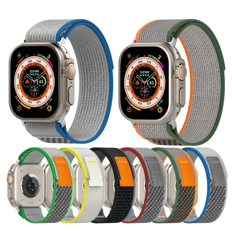 Double Color Nylon Hook and Loop Fastener Watch Band For Apple Watch Ultra 49mm(Green+Dark Green) by buy2fix