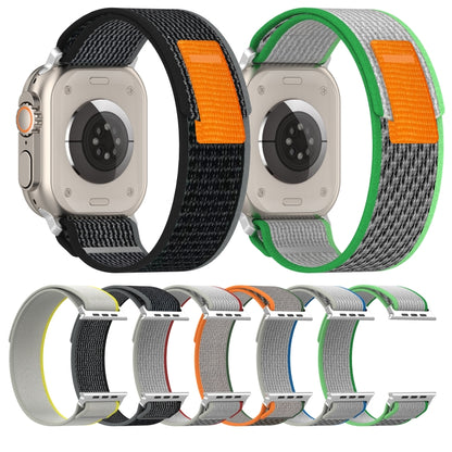 Double Color Nylon Hook and Loop Fastener Watch Band For Apple Watch Ultra 49mm(Green+Dark Green) by buy2fix