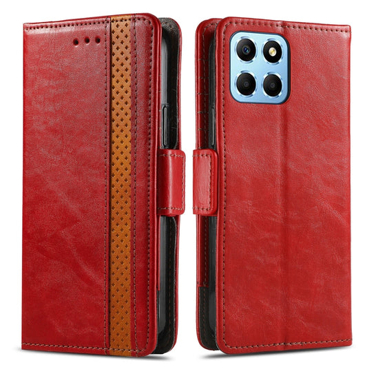 For Honor X8 5G CaseNeo Splicing Dual Magnetic Buckle Leather Phone Case(Red) by buy2fix