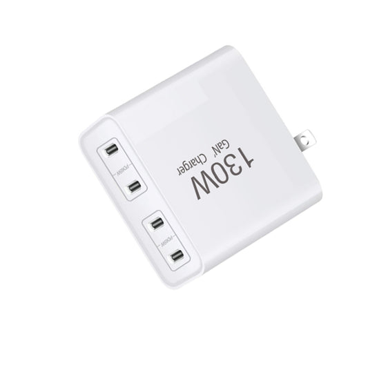 GaN130W 4-Port USB-C PD65W / PD30W Multi Port Type-C Charger for Notebook Series, UK / US Plug by buy2fix
