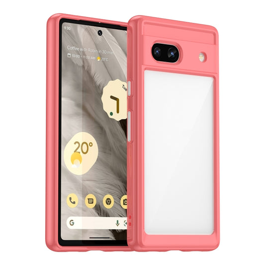 For Google Pixel 7a Colorful Series Acrylic + TPU Phone Case(Red) - Google Cases by buy2fix | Online Shopping UK | buy2fix