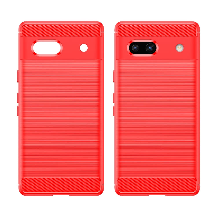 For Google Pixel 7a Brushed Texture Carbon Fiber TPU Phone Case(Red) - Google Cases by buy2fix | Online Shopping UK | buy2fix