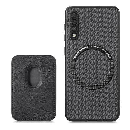 For Samsung Galaxy A50 Carbon Fiber Leather Card Magsafe Case(Black) by buy2fix