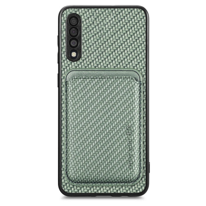 For Samsung Galaxy A50 Carbon Fiber Leather Card Magsafe Case(Green) by buy2fix