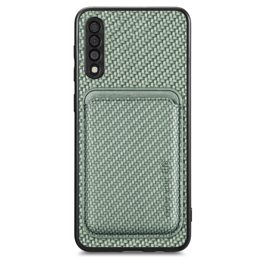 For Samsung Galaxy A50 Carbon Fiber Leather Card Magsafe Case(Green) by buy2fix