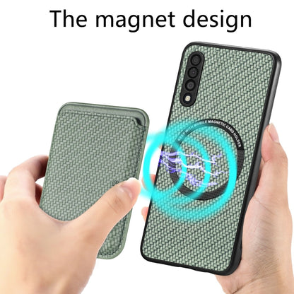 For Samsung Galaxy A50 Carbon Fiber Leather Card Magsafe Case(Green) by buy2fix
