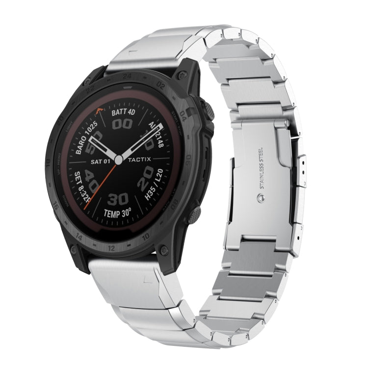 For Garmin Tactix 7 Pro 26mm Tortoise Shell Stainless Steel Watch Band(Sliver) by buy2fix