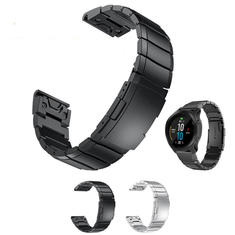 For Garmin Tactix 7 Pro 26mm Tortoise Shell Stainless Steel Watch Band(Sliver) by buy2fix