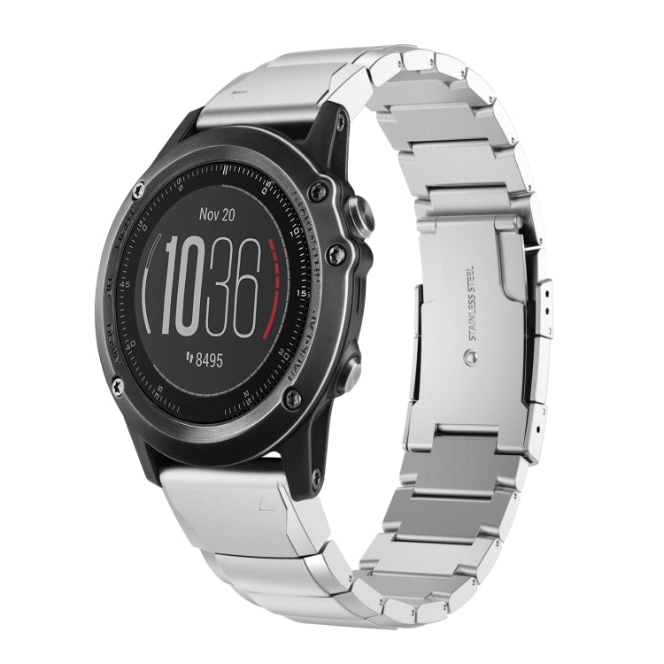 For Garmin Fenix 3 26mm Tortoise Shell Stainless Steel Watch Band(Sliver) by buy2fix
