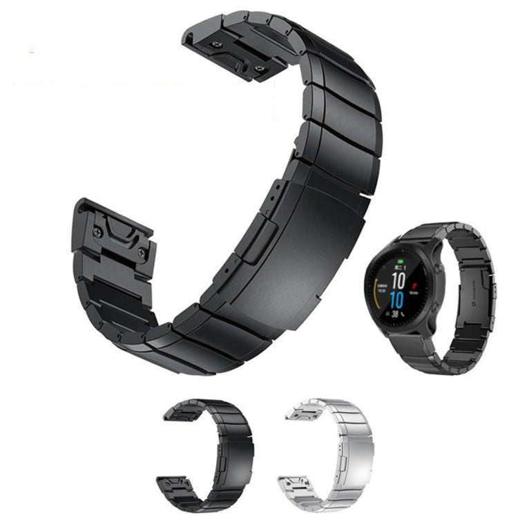 For Garmin Fenix 7 22mm Tortoise Shell Stainless Steel Watch Band(Black) - Watch Bands by buy2fix | Online Shopping UK | buy2fix