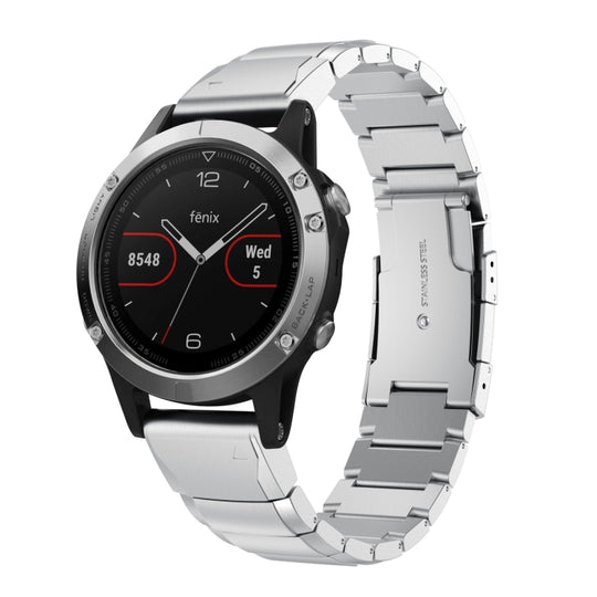 For Garmin Fenix 5 22mm Tortoise Shell Stainless Steel Watch Band(Silver)