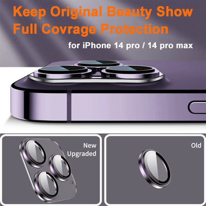 For iPhone 14 Pro / 14 Pro Max ENKAY Hat-Prince 9H Rear Camera Lens Tempered Glass Aluminium Alloy Film(Black) - iPhone 14 Pro Tempered Glass by ENKAY | Online Shopping UK | buy2fix