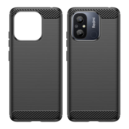 For Xiaomi Redmi 12C Brushed Texture Carbon Fiber TPU Phone Case(Black) - Xiaomi Cases by buy2fix | Online Shopping UK | buy2fix