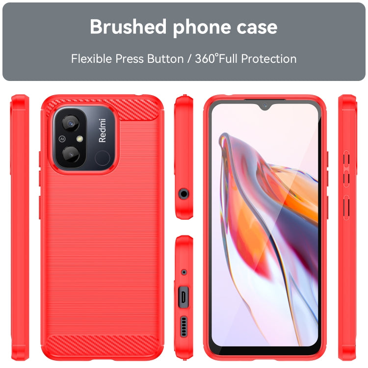 For Xiaomi Redmi 12C Brushed Texture Carbon Fiber TPU Phone Case(Red) - Xiaomi Cases by buy2fix | Online Shopping UK | buy2fix