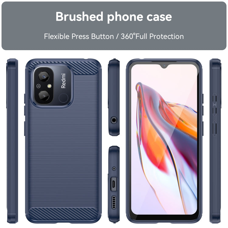 For Xiaomi Redmi 12C Brushed Texture Carbon Fiber TPU Phone Case(Blue) - Xiaomi Cases by buy2fix | Online Shopping UK | buy2fix