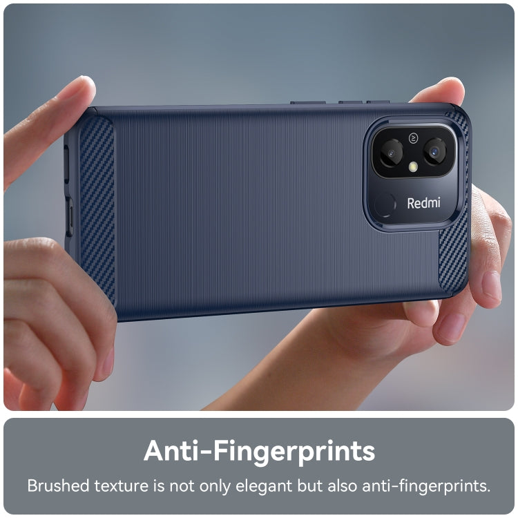 For Xiaomi Redmi 12C Brushed Texture Carbon Fiber TPU Phone Case(Blue) - Xiaomi Cases by buy2fix | Online Shopping UK | buy2fix