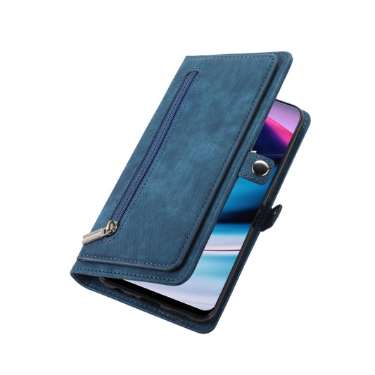For Nothing Phone 1 Zipper Card Slot Buckle Wallet Leather Phone Case(Blue) by buy2fix