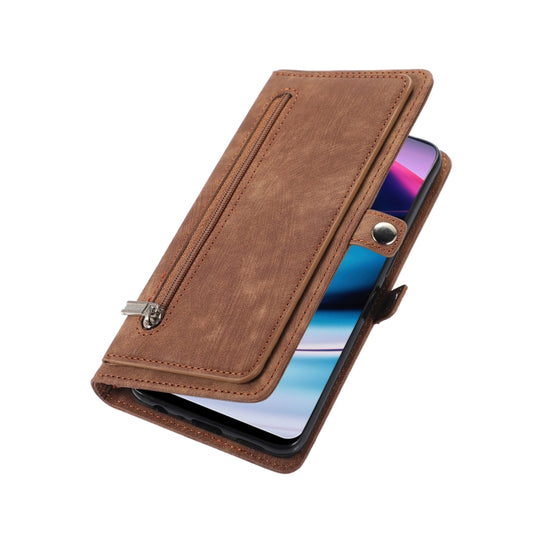 For Nothing Phone 1 Zipper Card Slot Buckle Wallet Leather Phone Case(Brown) by buy2fix