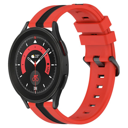 For Samsung Galaxy Watch5 Pro 45mm 20mm Vertical Two-Color Silicone Watch Band(Red+Black) by buy2fix