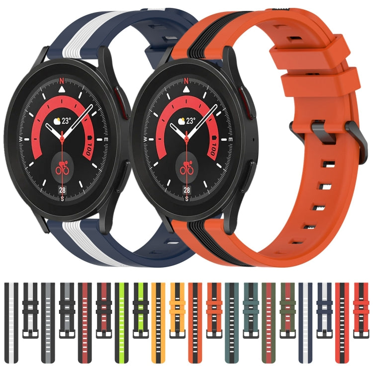 For Samsung Galaxy Watch5 Pro 45mm 20mm Vertical Two-Color Silicone Watch Band(Red+Black) by buy2fix