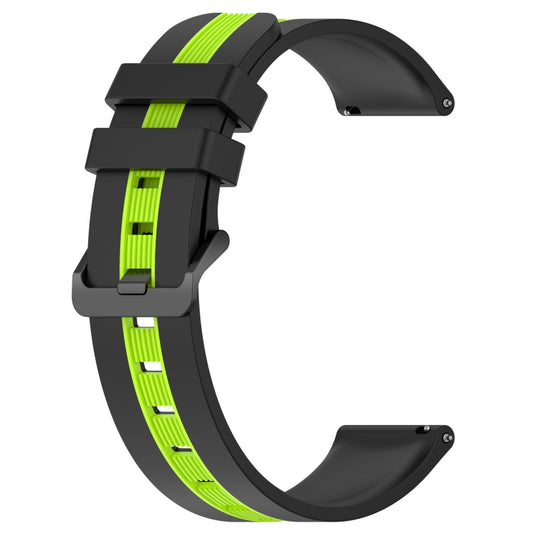 For Garmin Venu SQ 20mm Vertical Two-Color Silicone Watch Band(Black+Lime Green) by buy2fix