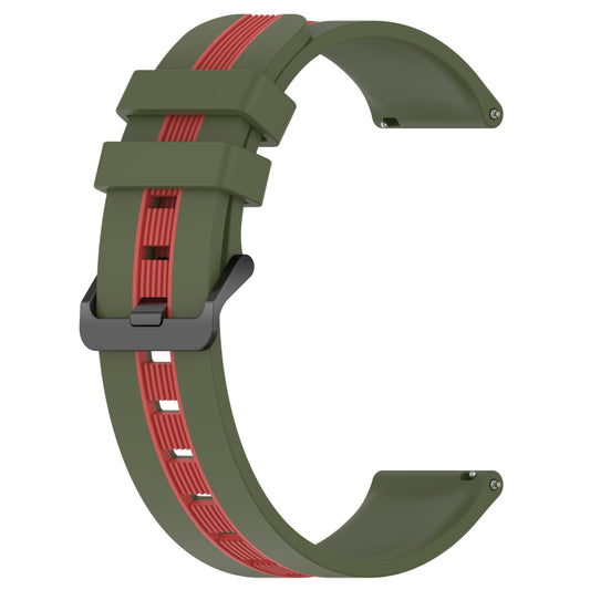 For Huawei GT2 Pro 22mm Vertical Two-Color Silicone Watch Band(Army Green+Red) by buy2fix