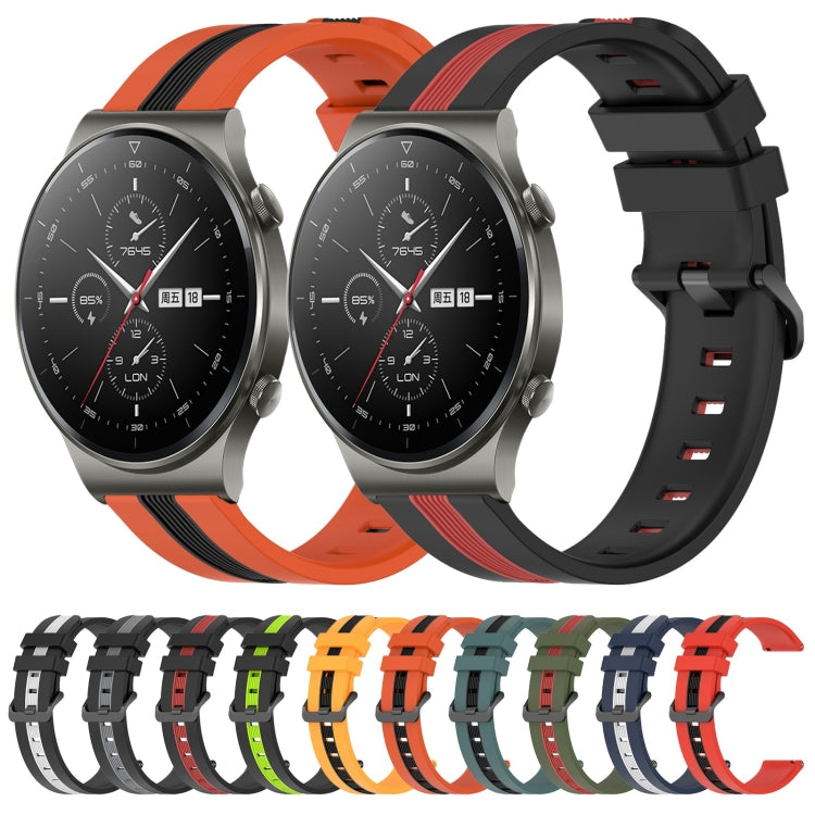 For Huawei GT2 Pro 22mm Vertical Two-Color Silicone Watch Band(Black+Grey) by buy2fix