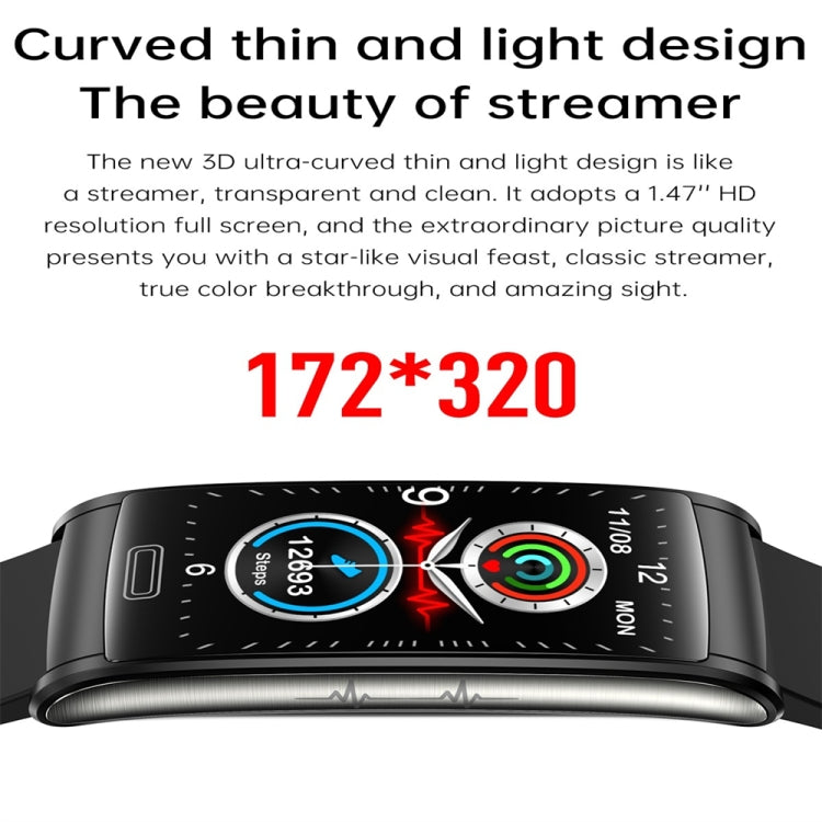 E600 1.47 inch Color Screen Smart Watch Silicone Strap Support Heart Rate Monitoring / Blood Pressure Monitoring(Black) - Smart Wear by buy2fix | Online Shopping UK | buy2fix