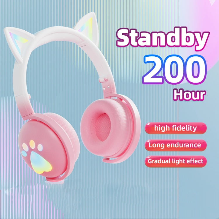 KE28 RGB Cute Cat Ears Bluetooth Wireless Music Headset with Detachable Mic(Pink) - Apple Accessories by buy2fix | Online Shopping UK | buy2fix