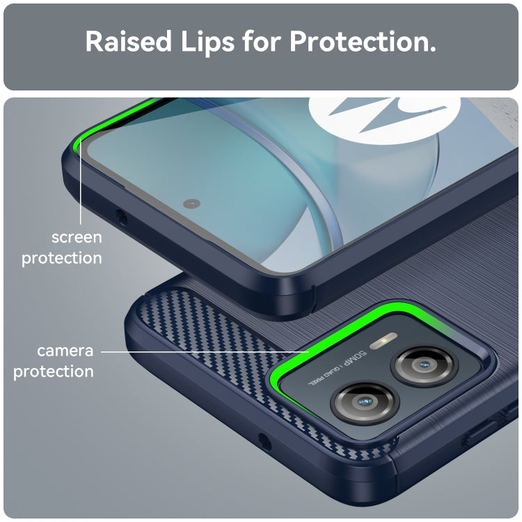 For Motorola Moto G53 5G Brushed Texture Carbon Fiber TPU Phone Case(Blue) - Motorola Cases by buy2fix | Online Shopping UK | buy2fix