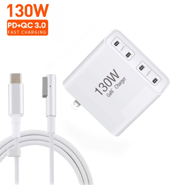 GaN 130W 4-Port USB-C PD65W / PD30W Multi Port Type-C Charger with  1.8m Type-C to MagSafe 1 / L Header Data Cable US / AU Plug - Cable & Adapter by buy2fix | Online Shopping UK | buy2fix