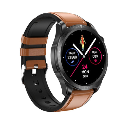 E420 1.39 inch Color Screen Smart Watch,Leather Strap,Support Heart Rate Monitoring / Blood Pressure Monitoring(Brown) - Smart Wear by buy2fix | Online Shopping UK | buy2fix